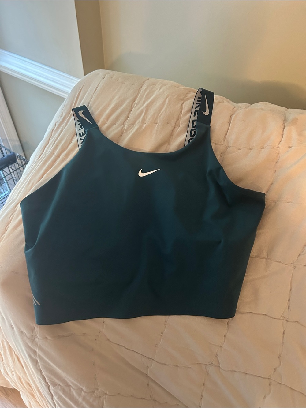 Nike Women's Teal Crop Sports Bra with Branded Straps